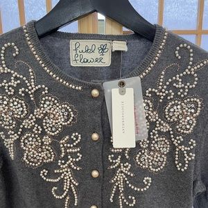 Anthropologie Field Flower Embellished Cardigan NWT